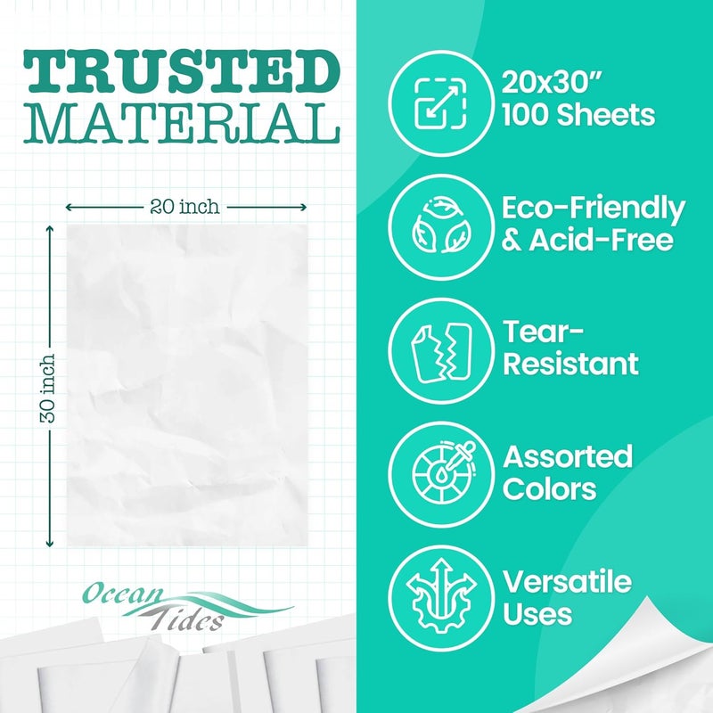 Ocean Tides Premium 100 Sheets (14 x 20 Inches) Valentine’s Wrapping Paper – 25 Colors Gift Wrapping Tissue Paper Bulk for Romantic Gifts & Birthdays – Colored Tissue Papers for Gift Bags, Assorted - Image 5